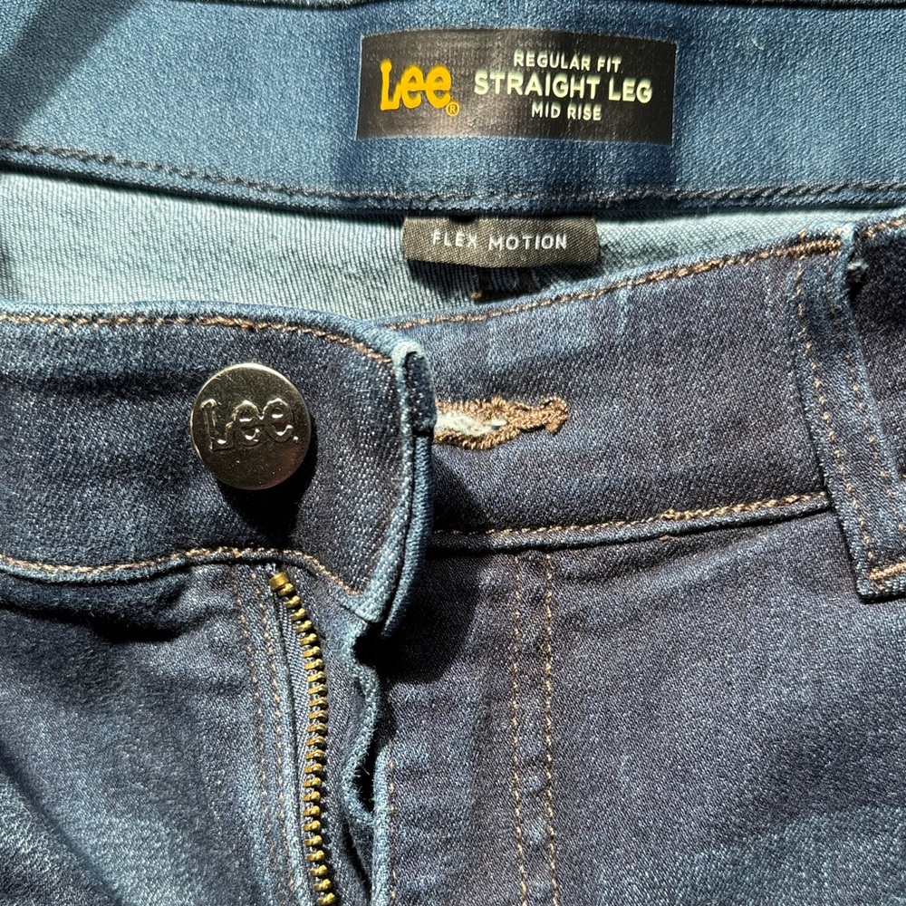 Lee Dark Indigo Straight Leg Mid Rise Jeans